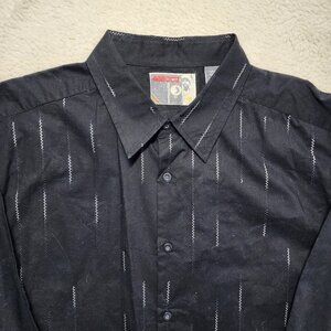 Vintage Mecca Long Sleeve Shirt Large Black Button Up Skater Baggy Oversized Y2K